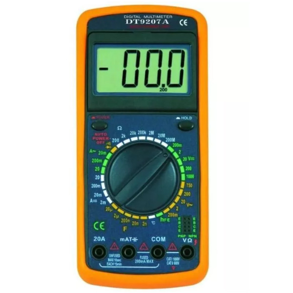 Цифровой мультиметр тестер Digital DT-9207A Желтый с черным