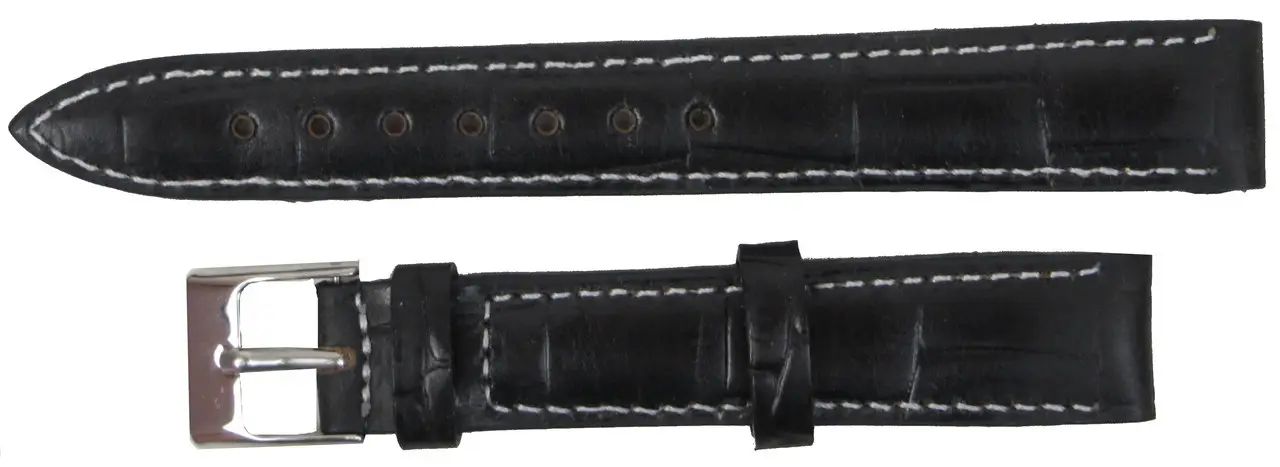 Ремешок для часов из кожи Mykhail Ikhtyar 16 мм Черный (S606-16S Black)