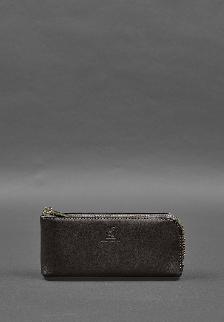 Кожаное портмоне-купюрник на молнии 14.0 темно-коричневое BlankNote