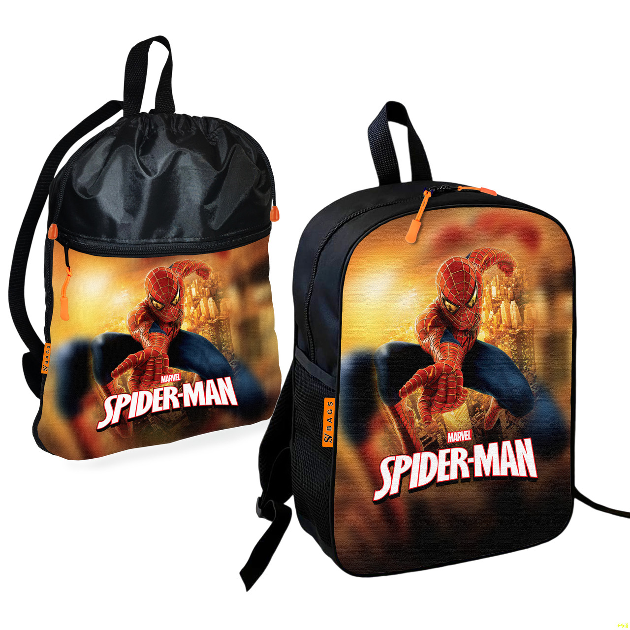Дитячий шкільний рюкзак зі сумкою для взуття Spider-Man, водонепроникний, 2 шт