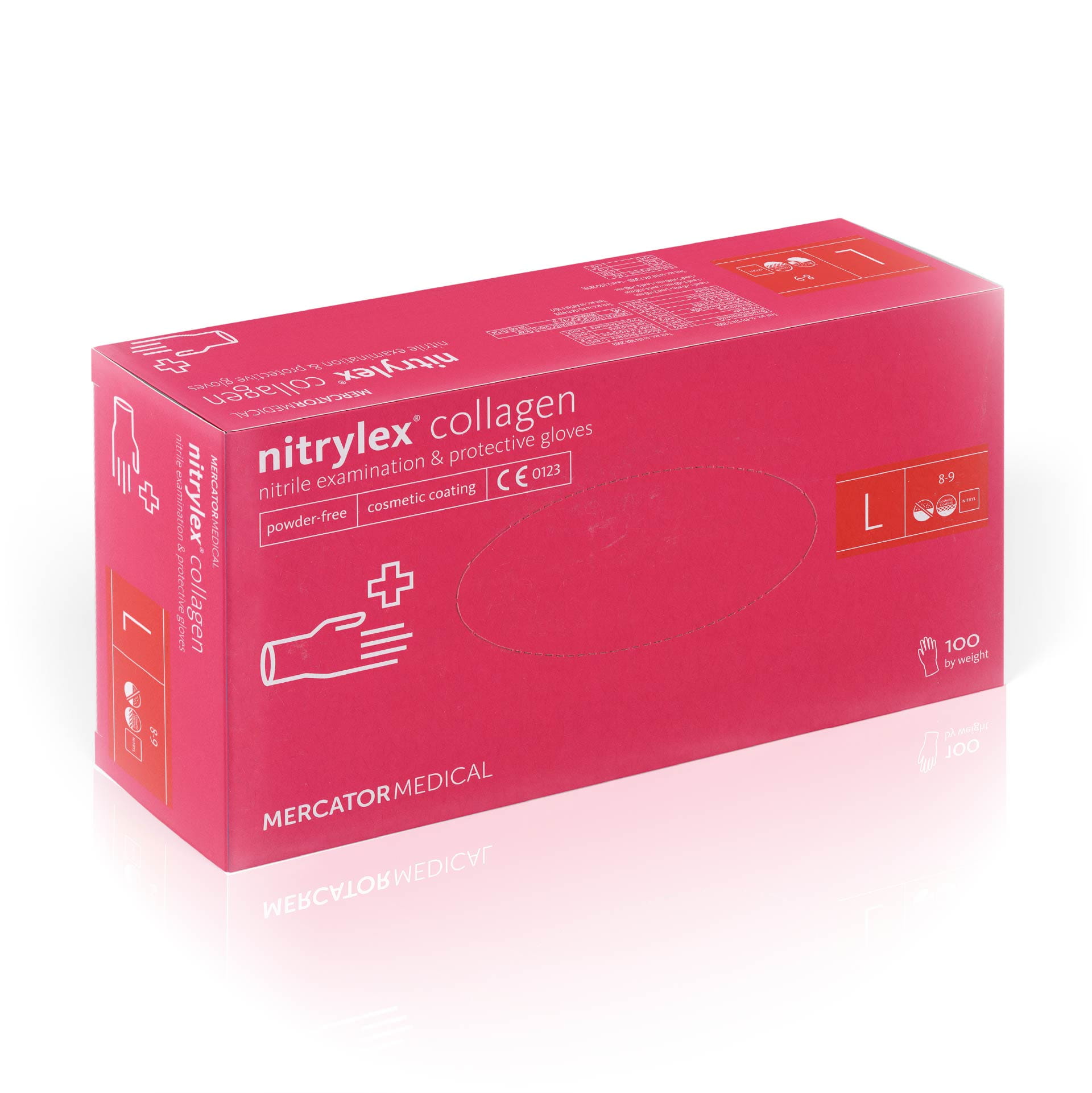 Перчатки нітрилові Mercator Medical Nitrylex Collagen L Рожеві
