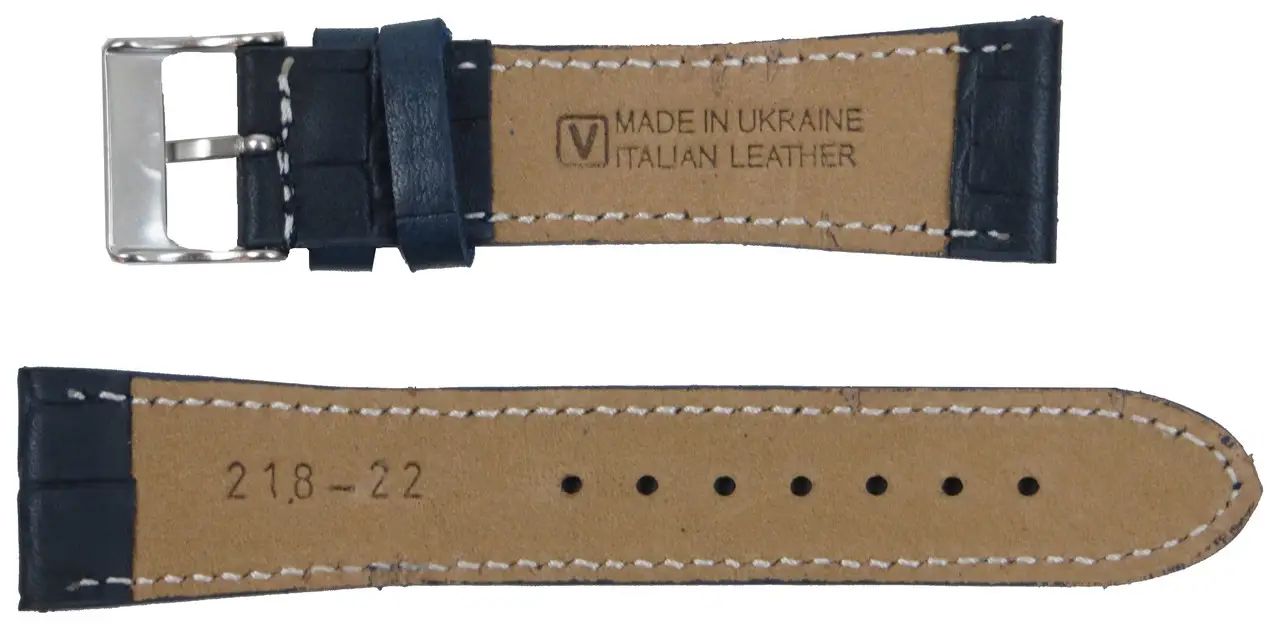 Ремешок для часов из кожи Mykhail Ikhtyar 22 мм Синий (S218-22S blue)