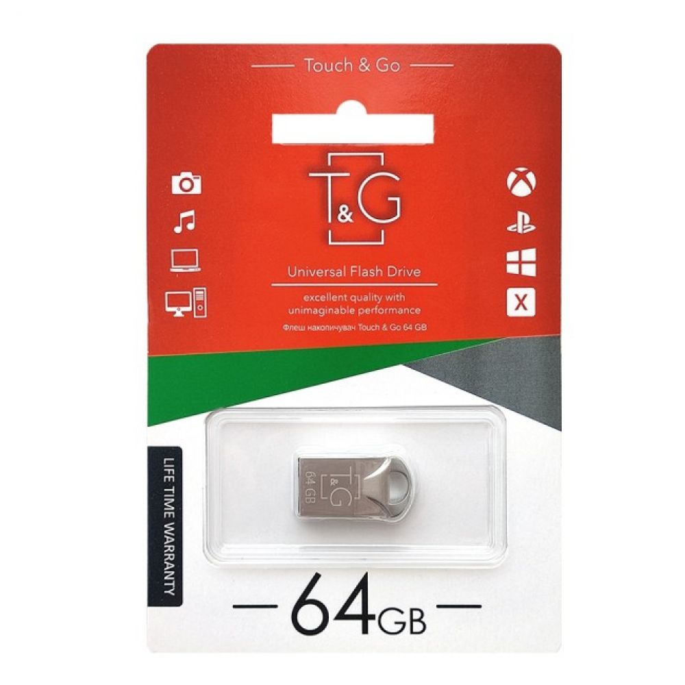 Флеш пам'ять T&G USB 2.0 64GB Metal 106 Steel