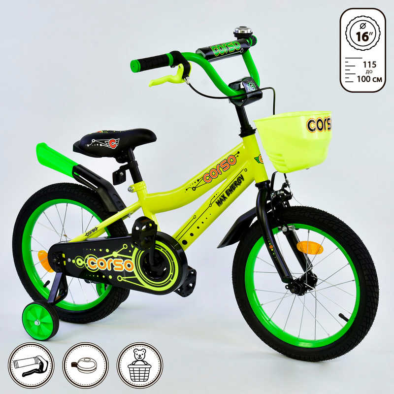 Велосипед 2-х колісний R - 16140 CORSO Жовтий (IG-76083)