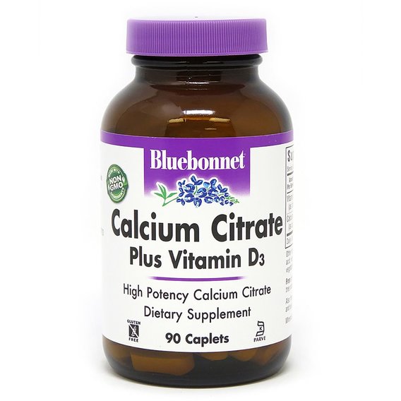 Микроэлемент Кальций Bluebonnet Nutrition Calcium Citrate Plus Vitamin D3 90 Caplets BLB0710