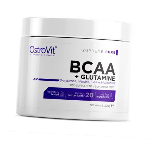 Аминокислоты ВСАА и Глютамином BCAA + glutamine Ostrovit 200г Без вкуса (28250001)
