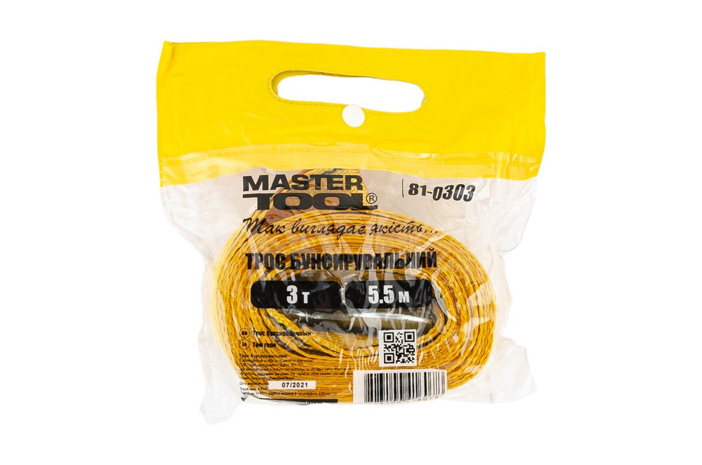 Трос буксировочный MASTERTOOL 3 т 5.5 м 50 мм 81-0303