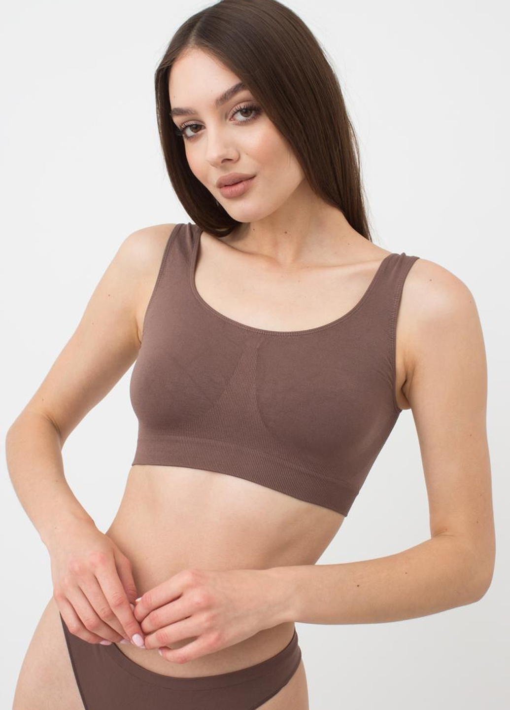 Бесшовный топ на широких бретелях Giulia TANK TOP deep taupe-S/M