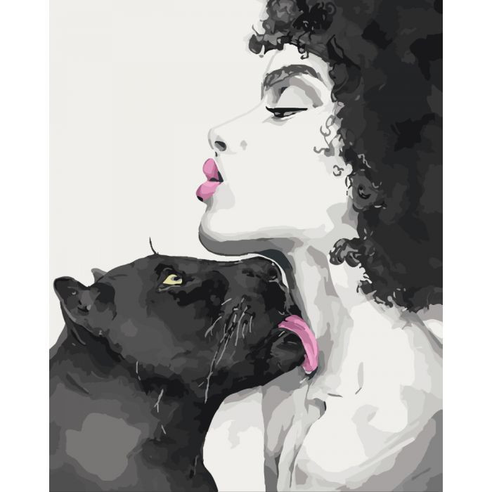 Картина за номерами Ідейка "Поцілунок пантери" 40х50см KHO4506