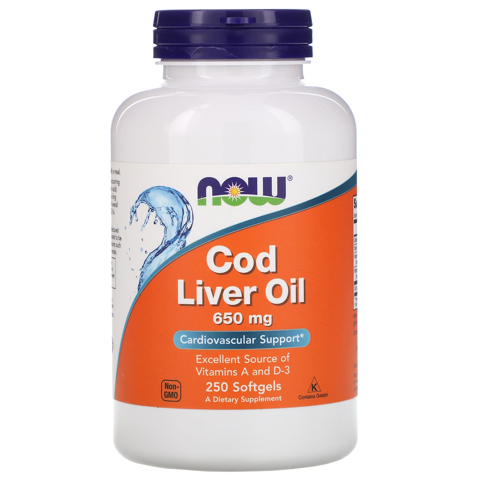 Рыбий жир из печени трески Cod Liver Oil Now Foods 650 мг 250 гелевых капсул