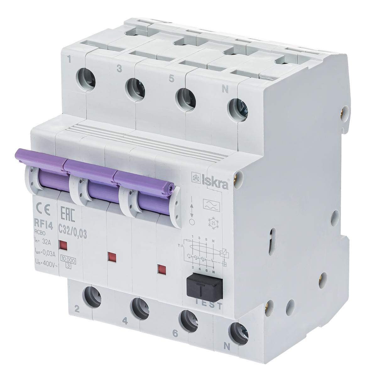 Диференціальний автоматичний вимикач ISKRA RFI4C32A 3P+N 32 A AC 30 mA DIN IP20 (786100981000)