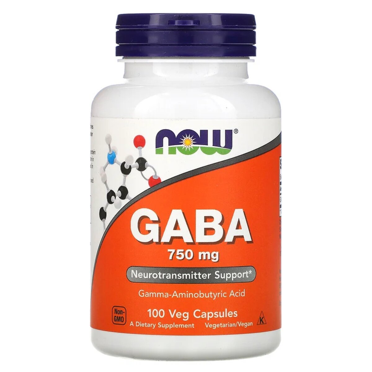 GABA Гамма-Аминомасляная Кислота 750 мг Now Foods 100 вегетарианских капсул