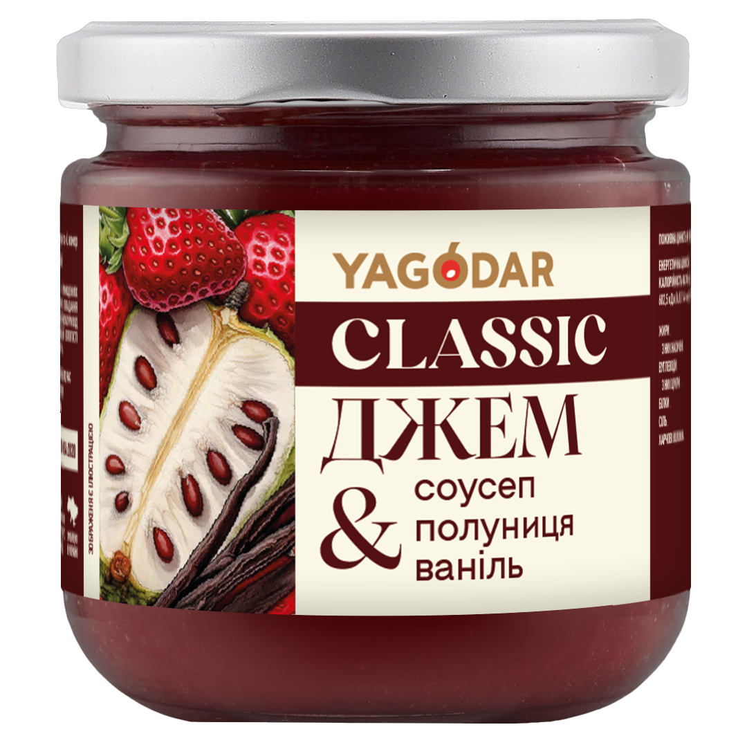 Джем YAGODAR з соусепом, полуницею та ваніллю, 210 г