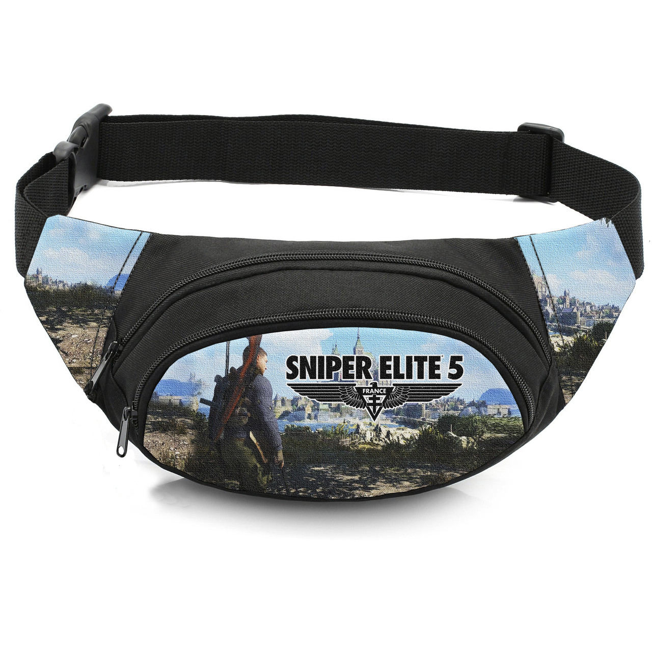 Дитяча сумка-бананка Sniper Elite, оксфорд, чорна, 32х8х13 см