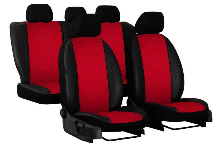 Универсальные авто чехлы на сиденья из эко кожи Pok-ter ELIT Premium с красной вставкой