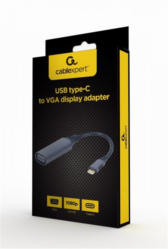 Адаптер Cablexpert VGA USB Type-C F/M 0.15 м Black (A-USB3C-VGA-01)