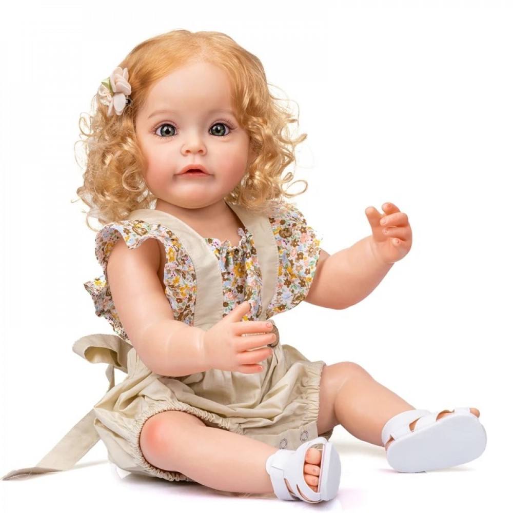 Силіконова колекційна лялька Reborn Doll Роксі Вінілова Висота 55 см (622)