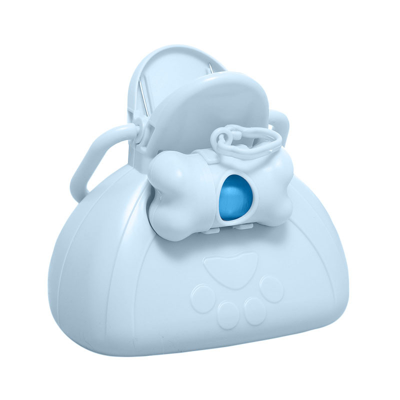 Совок Taotaopets 051112 Blue для уборки за собакой с диспенсером для пакетов