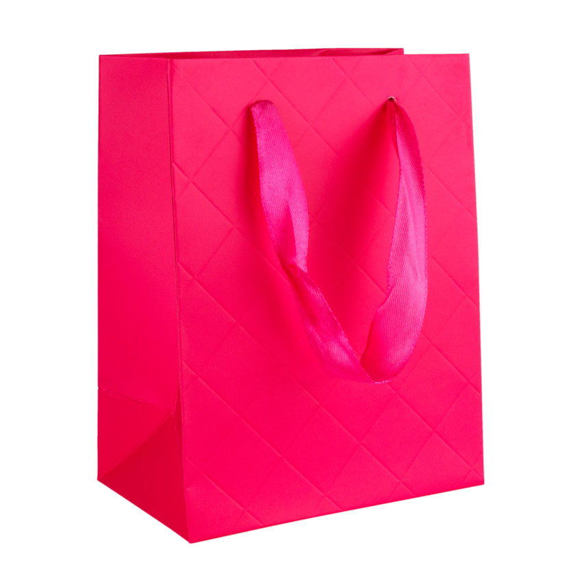 Сумочка подарочная бумажная с ручками Gift bag Diamants 14х11х6.5 см Малиновый (19382)