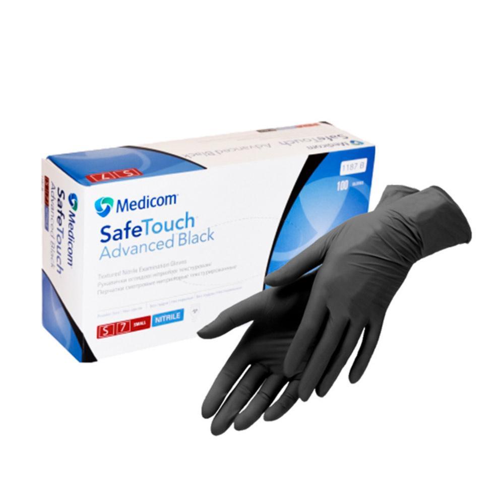 Рукавички нітрилові MEDICOM SafeTouch S 100 шт Чорні