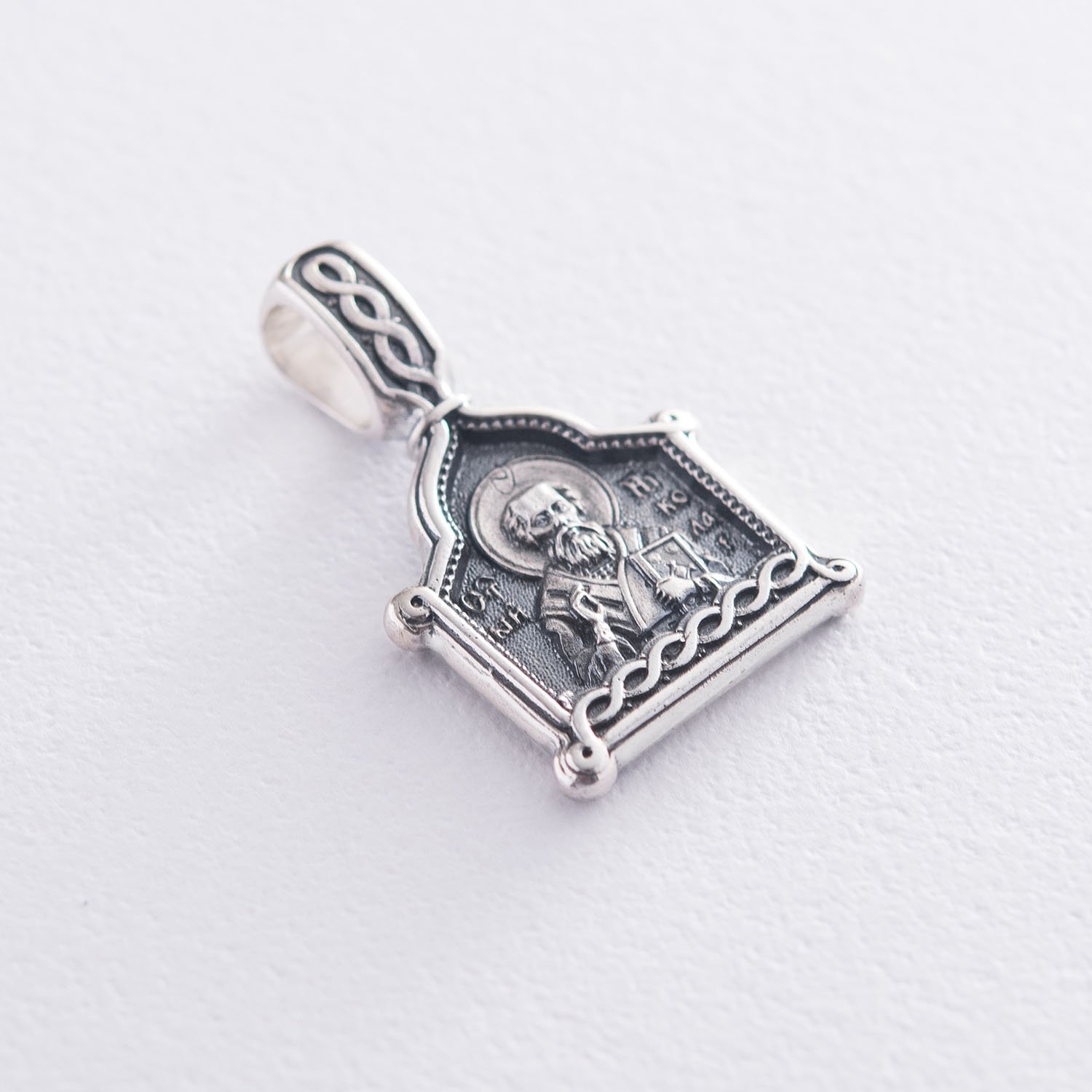 Серебряная ладанка Николай Чудотворец 132995 Оникс