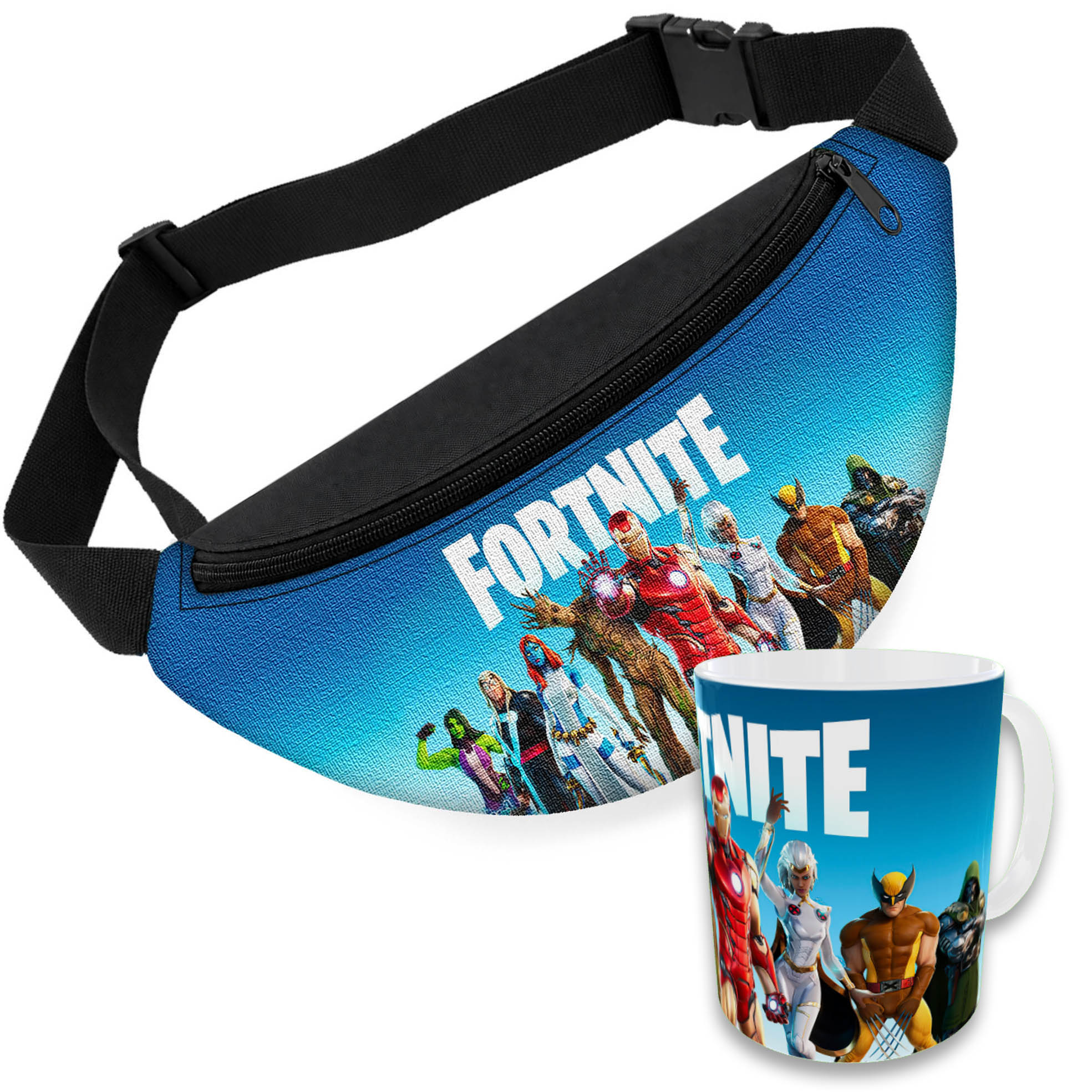 Дитяча сумка-бананка з кухлем Fortnite, 32×15 см, 330 мл, різнокольорова