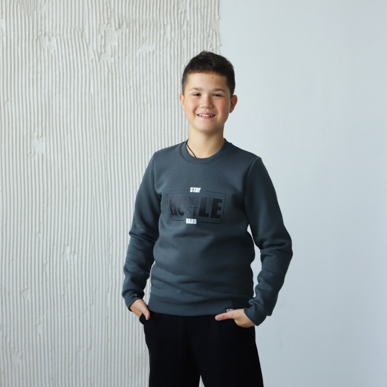 Світшот для хлопчика GBI Teens Stay Сірий 164 (13767)