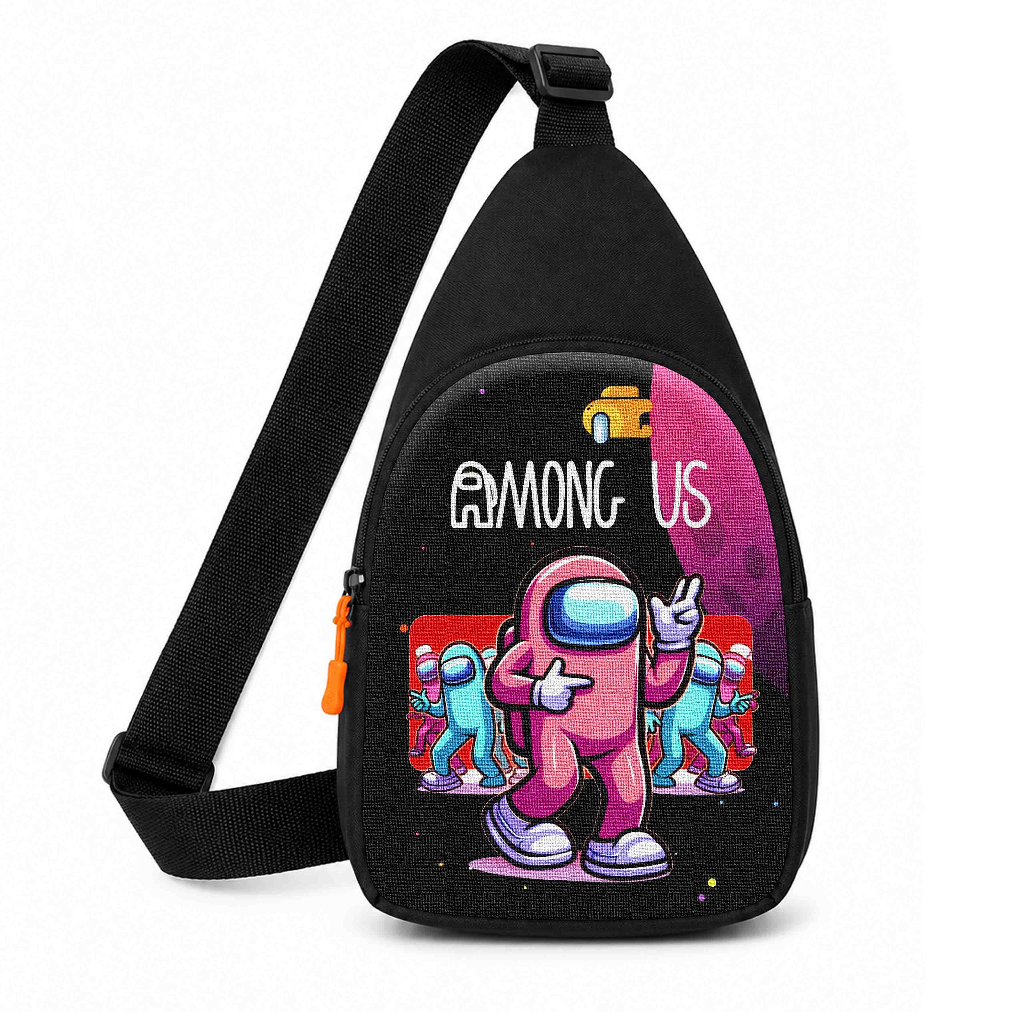 Дитяча сумка-слінг Among Us 29×17×5 см, чорна