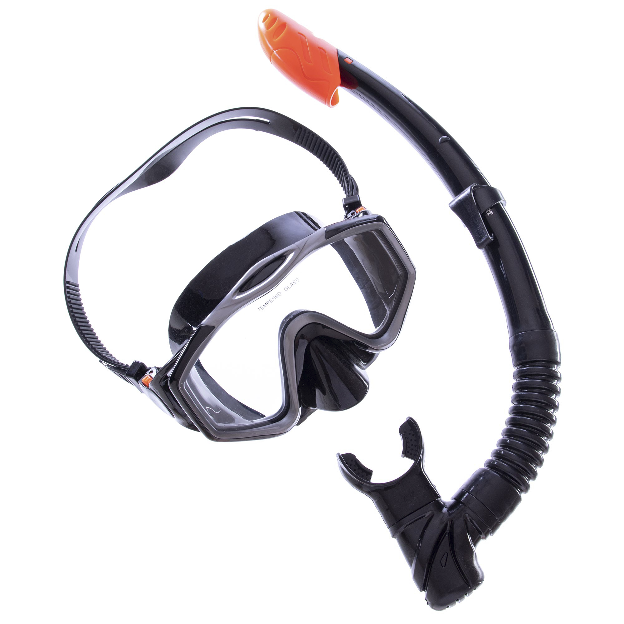 Набор для плавания маска с трубкой Zelart M153-SN124-SIL Черный-серый (PT0880)