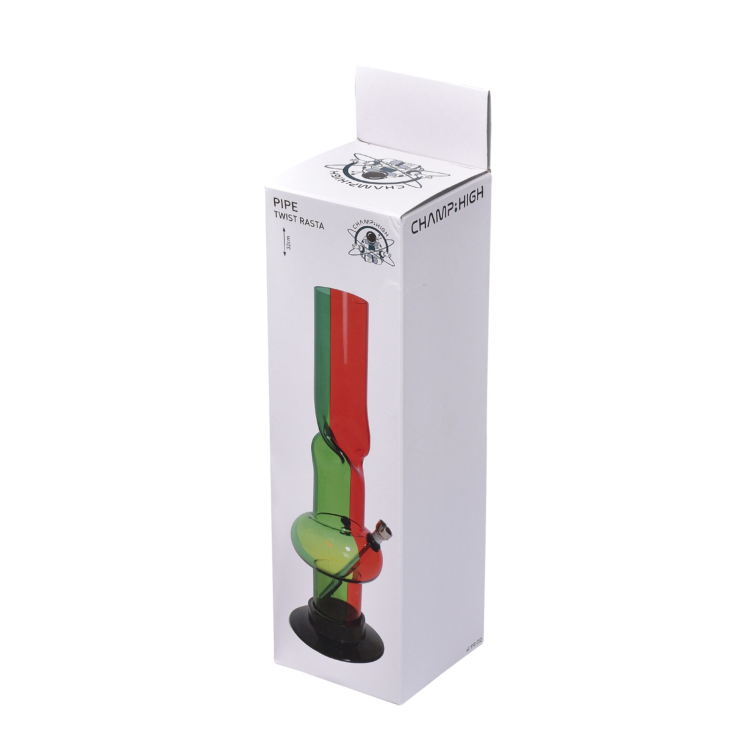 Бонг акриловий водяний 32 см Champ Twist Rasta Waterpipe Зелено-червоний (40590252)