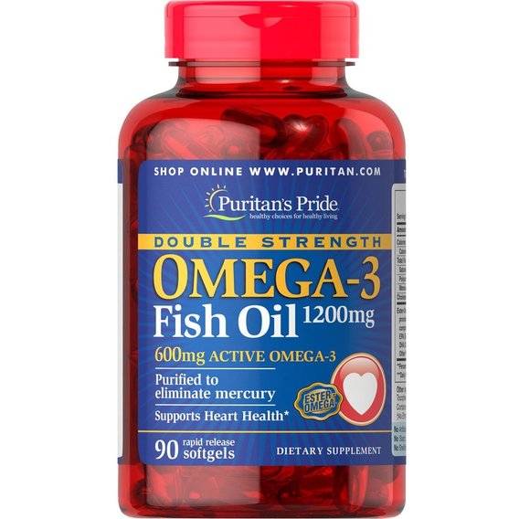 Омега 3 Puritan's Pride Double Strength Omega-3 Fish Oil 1200 mg 90 Softgels