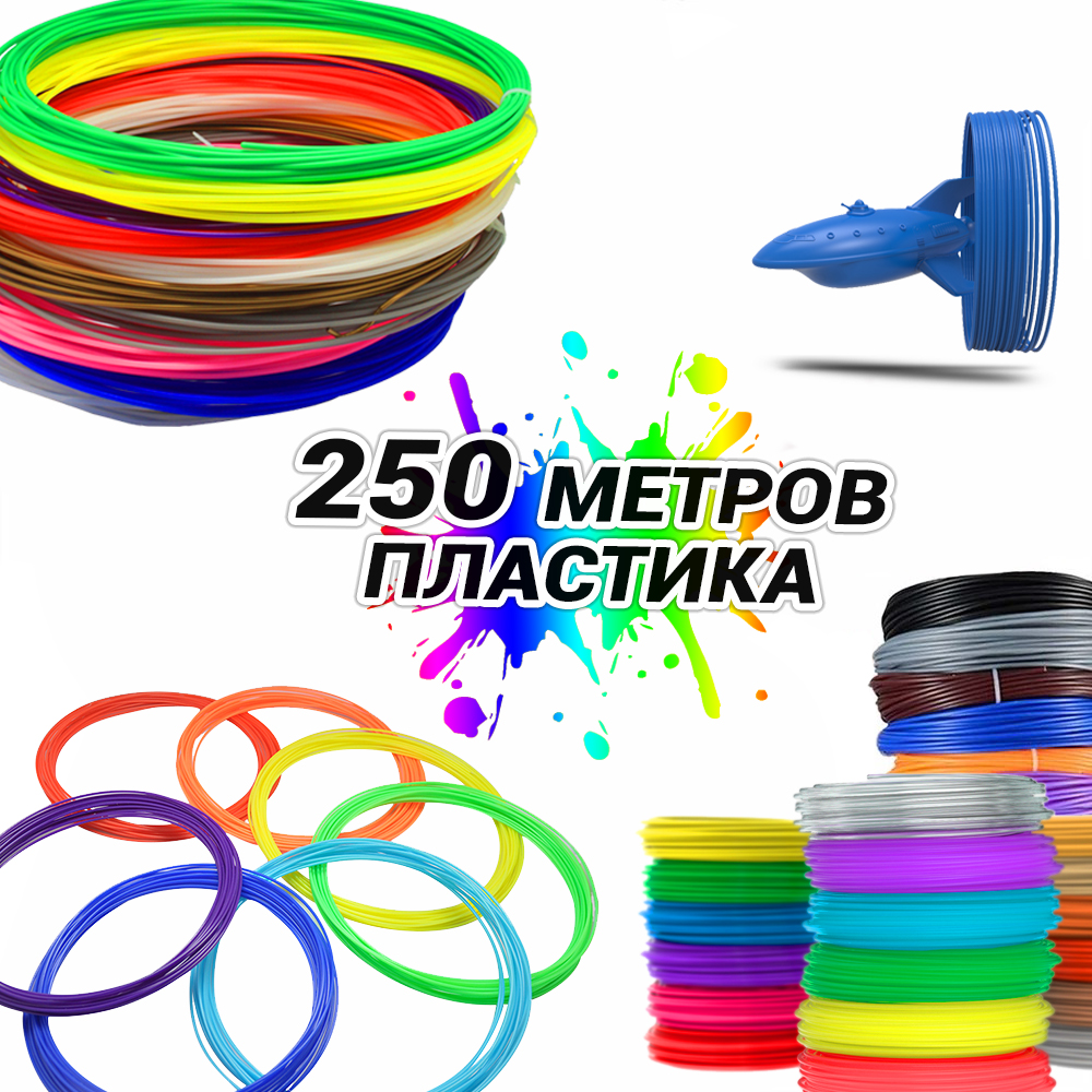 Набір Пластика для 3д ручки MCH 20 кольорів 250 метрів Тривимірна пластикова нитка стрижні для 3D