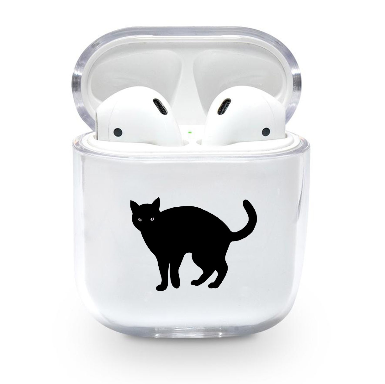 Прозорий силіконовий чохол Apple AirPods із малюнком - Black cat (KAP1196)