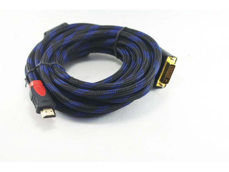 Кабель HDMI DVI-D 5м позолочений посилений Синій (np2_0714)