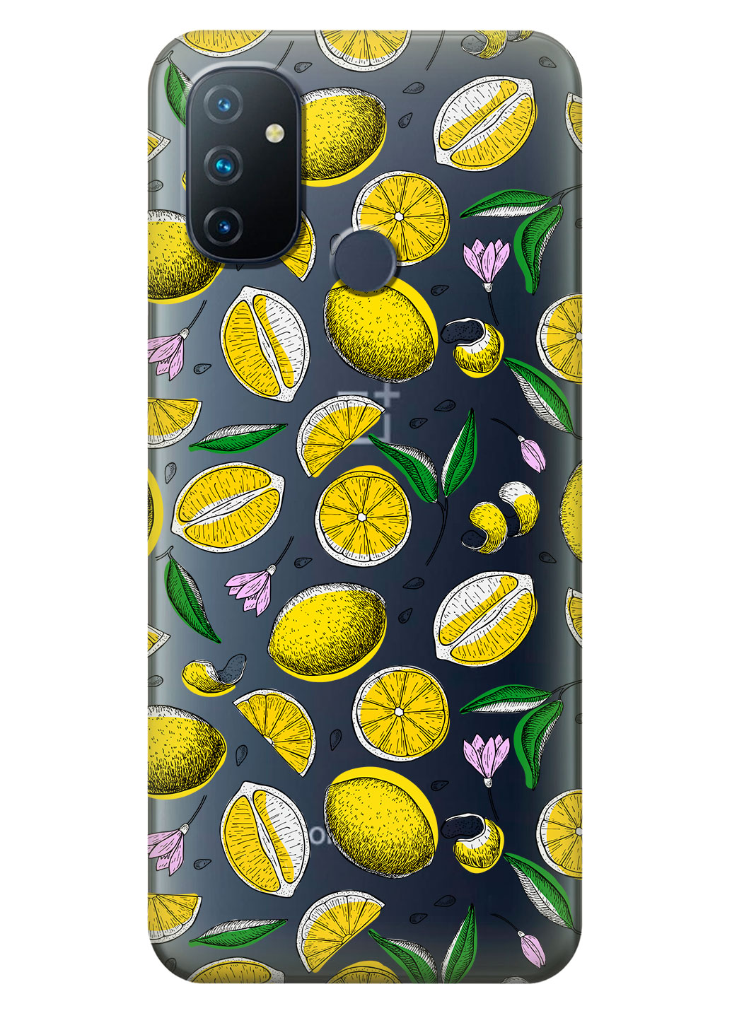 Прозрачный силиконовый чехол iSwag для OnePlus Nord N100 с рисунком - Лимоны (KS14624)