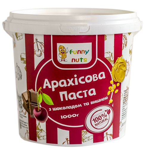Арахисовая паста Funny Nuts с шоколадом и вишней 1000 г (1320112878)