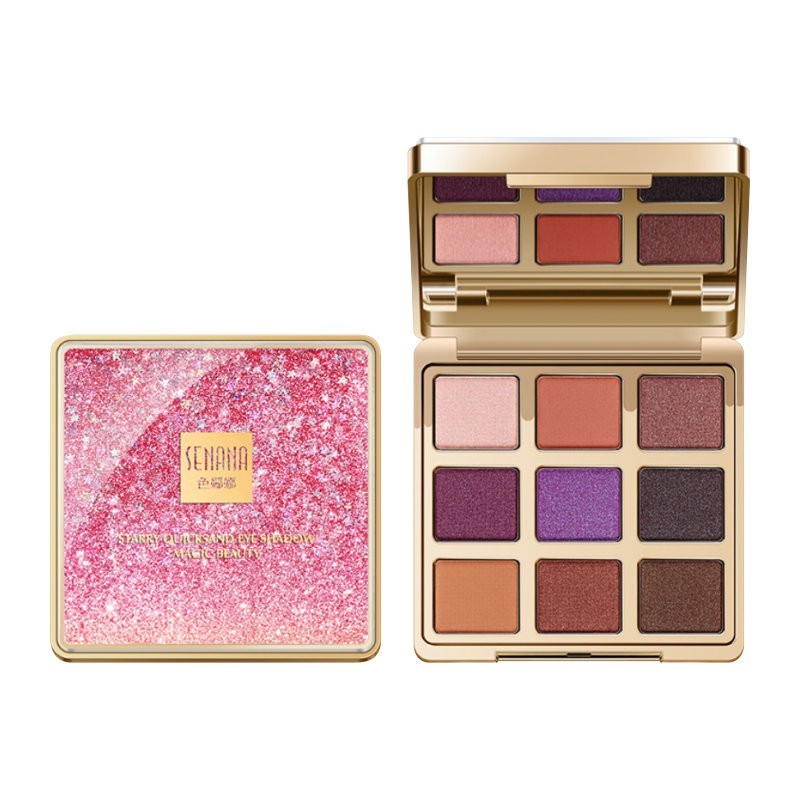Палитра теней на 9 цветов SENANA Quicksand Starry Eye Shadow 3 матовых и 6 перламутровых