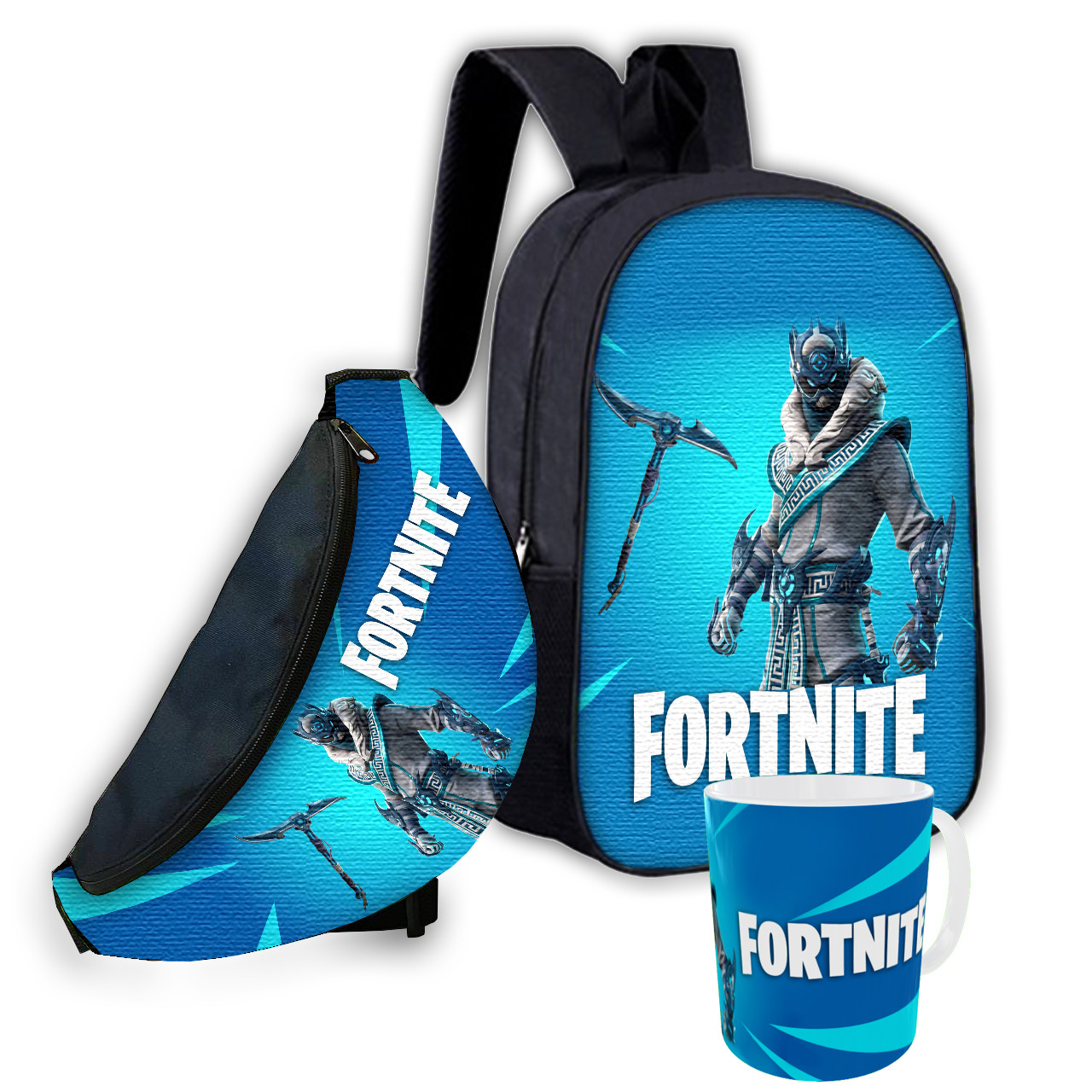 Дитячий набір Fortnite: шкільний рюкзак, бананка та кружка 330 мл, 3 предмети