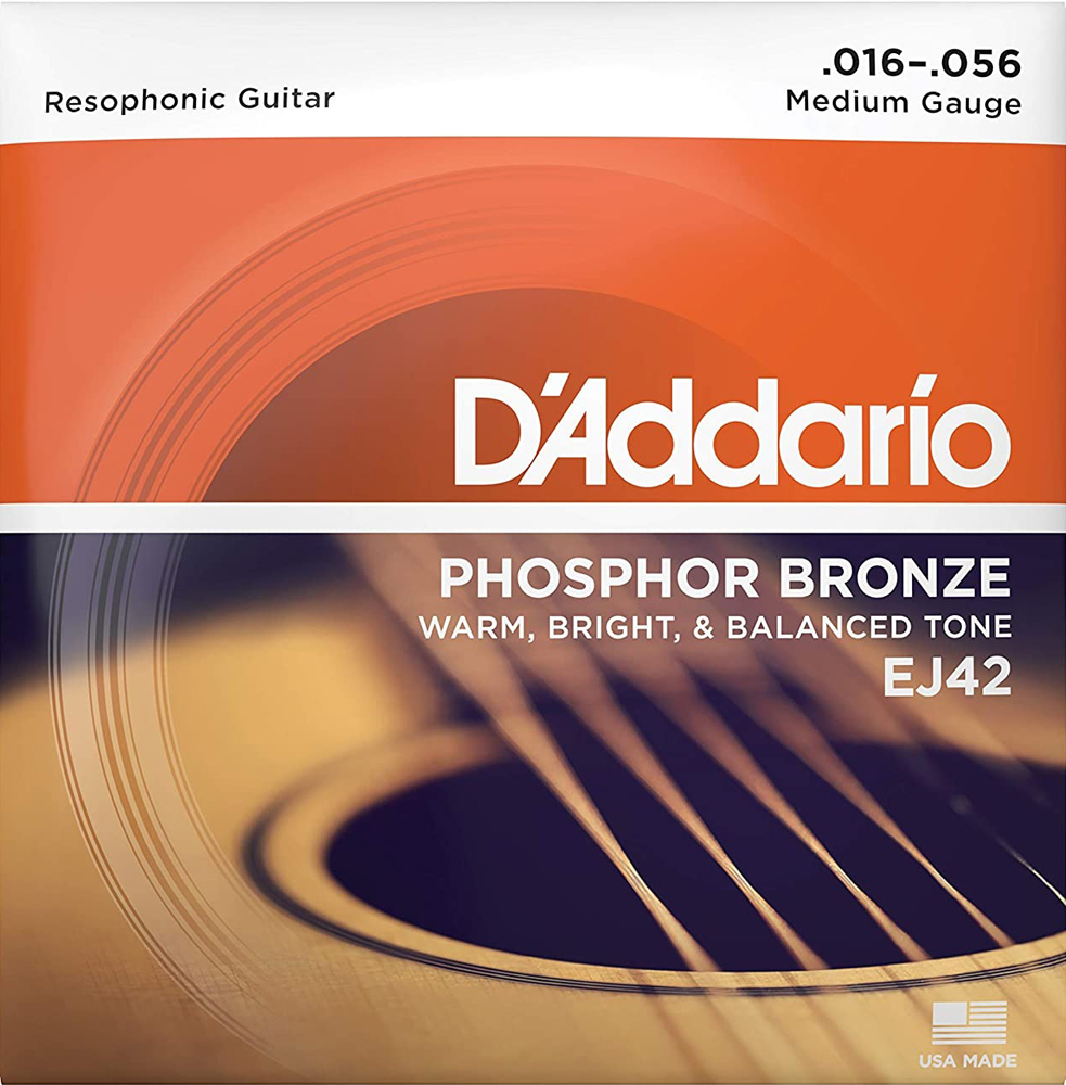 Струны для акустической гитары D'Addario EJ42 Phosphor Bronze Medium Resophonic Guitar 16/56