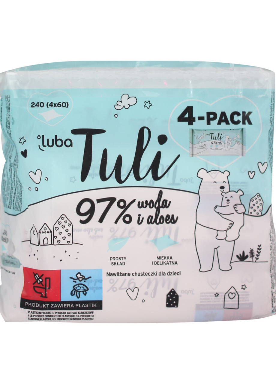 Детские влажные салфетки Luba Tuli 97% воды и алоэ 60*4 240 шт