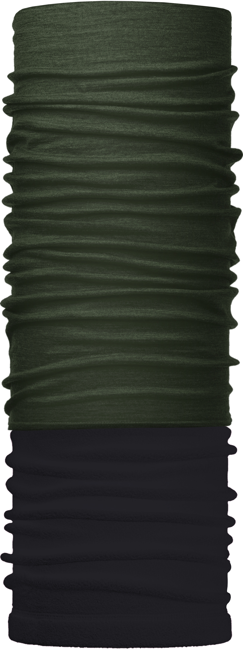 Зимовий бафф Бандана-трансформер двошаровий Чорний з темно-зеленим (ZBT-2f-084-1)