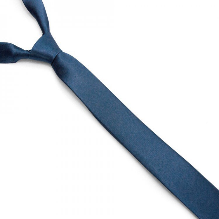 Краватка Gofin Вузька Темно-Синя Однотонна Fgn-27