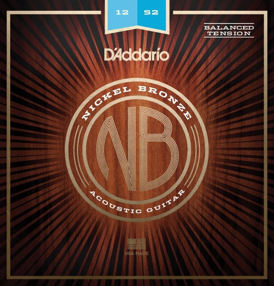 Струни для акустичної гітари D'Addario NB1252BT Nickel Bronze Balanced Tension Light Acoustic Guitar Strings 12/52