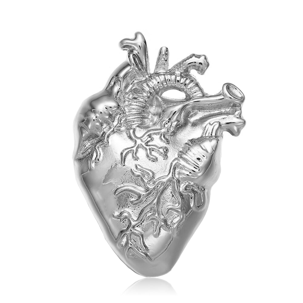 Брошь-значок BROCHE Анатомическое Сердце серебристая BRGV111521
