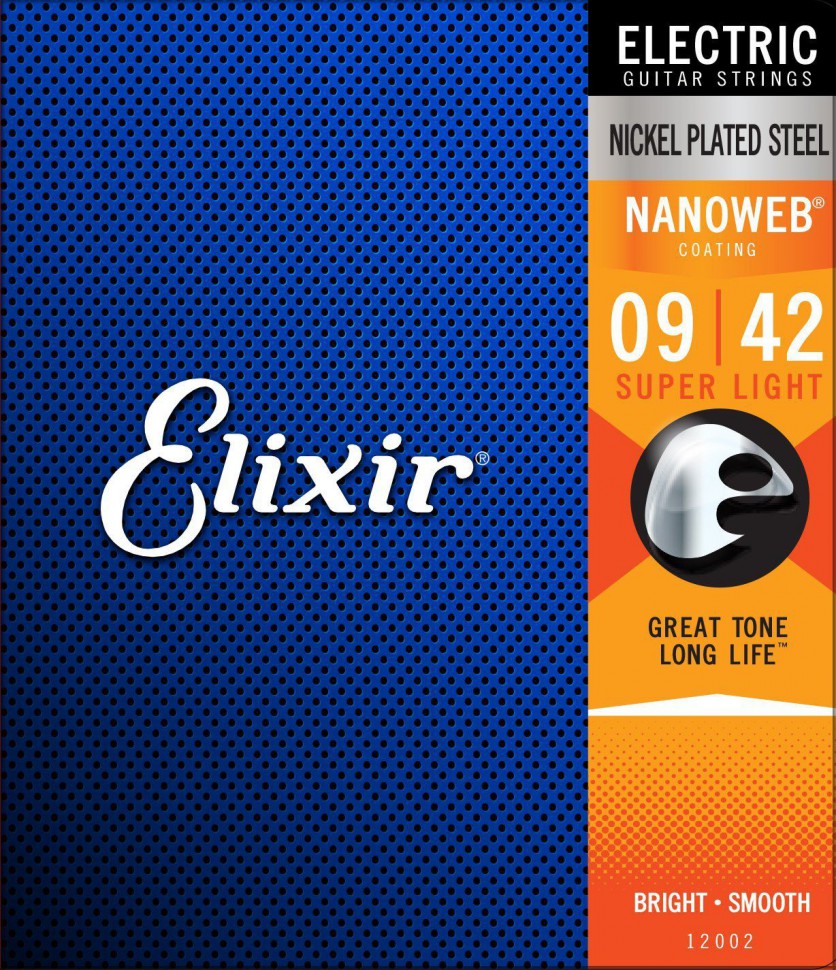 Струни для електрогітари Elixir 12002 Nanoweb Nickel Plated Steel Super Light 9/42