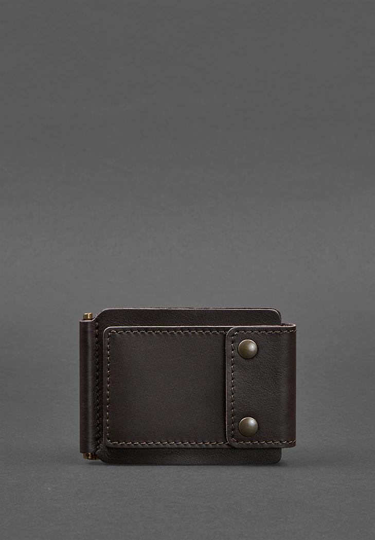 Мужское кожаное портмоне коричневое 10.0 зажим для денег BlankNote