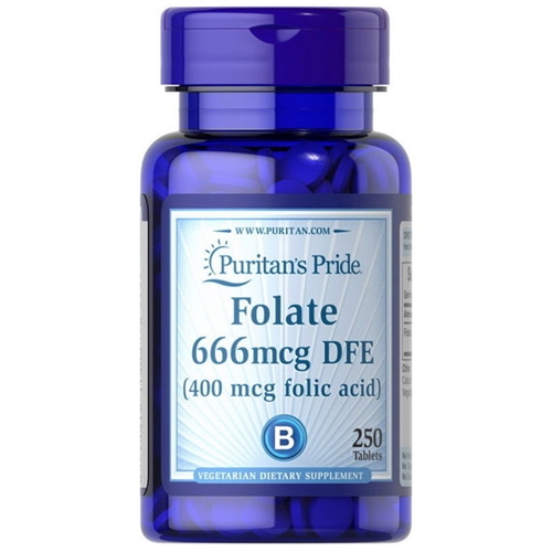 Фолиевая кислота Puritan's Pride Folate 666 mcg DFE (Folic Acid 400 mcg) 250 Tabs