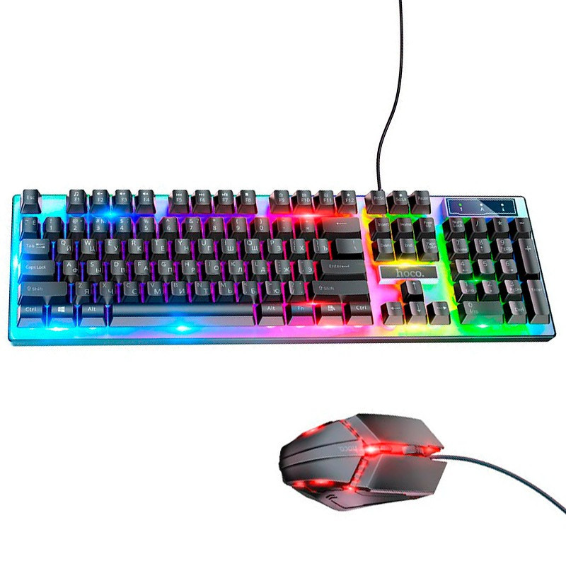 Комплект клавиатура и мышь с подсветкой Combo HOCO Luminous gaming GM18 Black