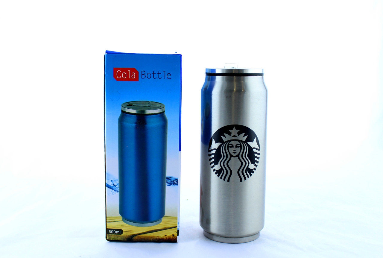 Термос с трубочкой Vacuum Cup Starbucks 500 мл Серебро (R0074)
