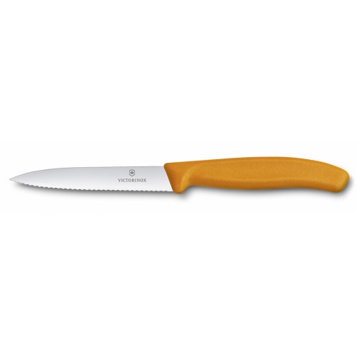 Кухонный нож Victorinox SwissClassic для нарезки 100 мм серрейтор Оранжевый (6.7736.L9)